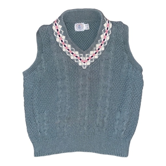 Vintage Sweaters - Vintage Cape Isle Knitters Fair Isle Argyle Cable Knit Grandpa Sweater Vest